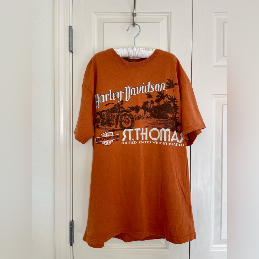 Orange Vintage Harley Davidson Graphic Tee